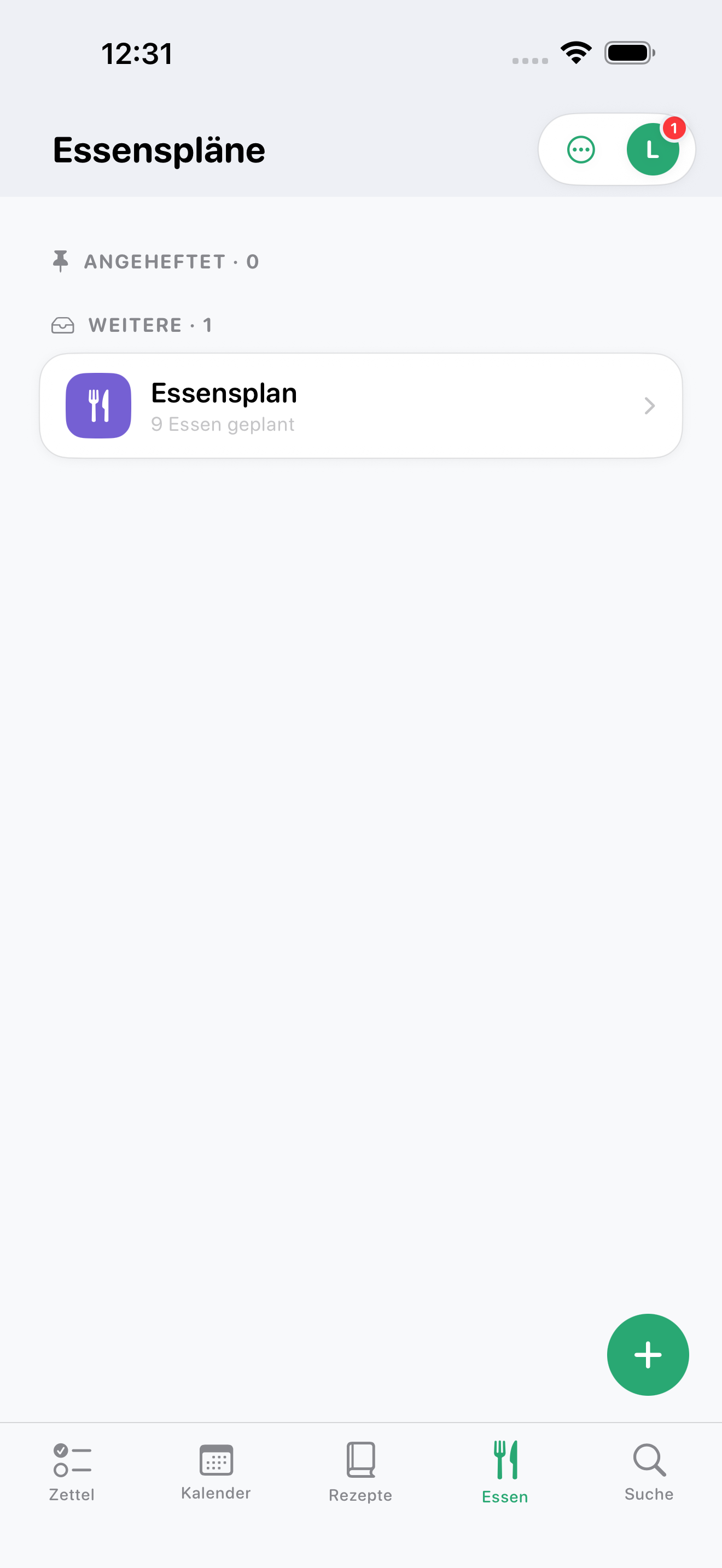 Übersicht der Essenspläne auf dem iPhone