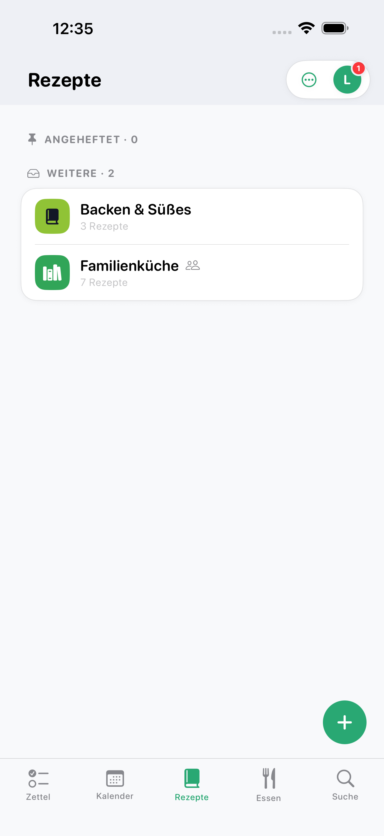 Übersicht der Kochbücher auf dem iPhone